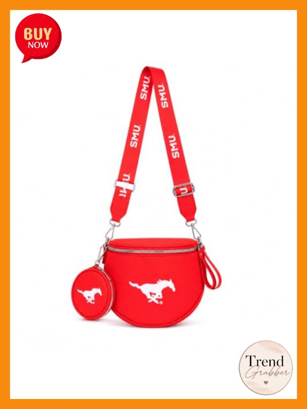 NCAA SMU Mustangs Crossbody Bum Bag Leather Sling Purse Coin Purse Adjustable